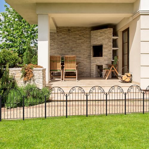10 Panels No Dig Rustproof Metal Garden Fence 25ft Long 42 Inch High R348006