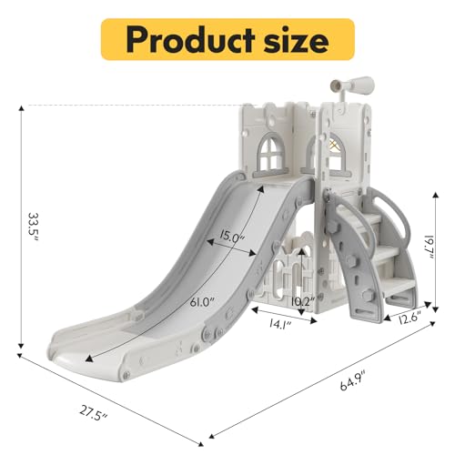 Toddler Slide Playset with Storage Space and Non-Slip Steps (Blue Yellow) D766079