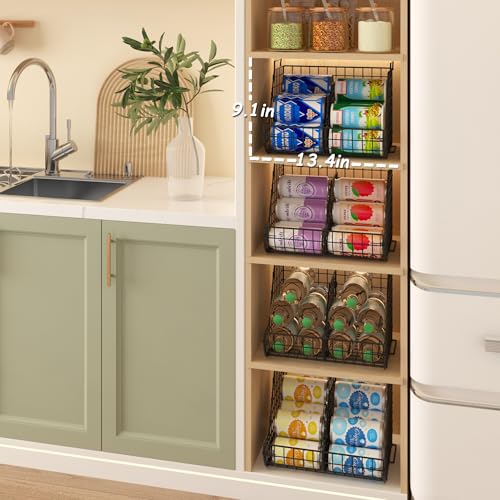 4-Tier Stackable Soda Can Organizer with 4 Adjustable Dividers O190637