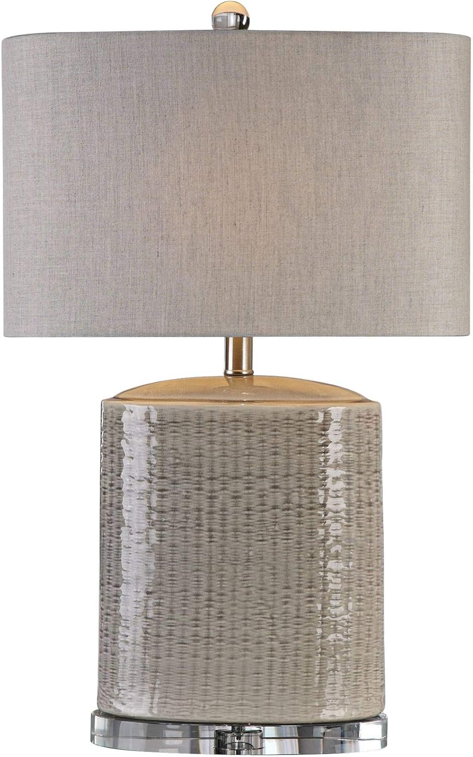 Taupe Ceramic Textured Oval Table Lamp S50912