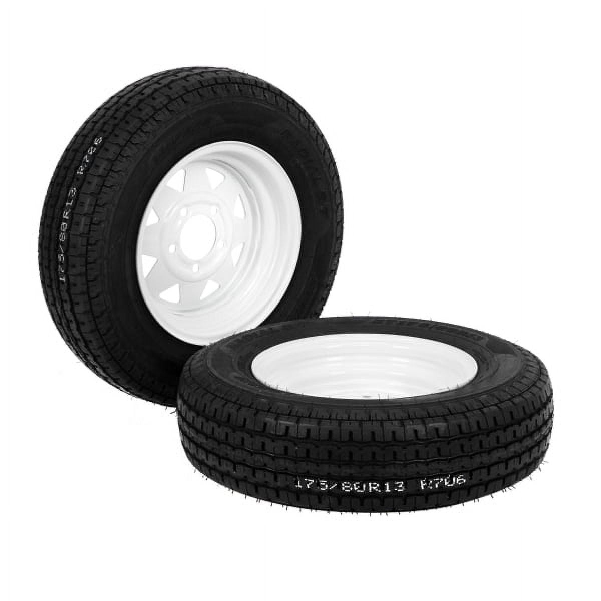 2-Pk Trailer Tire & Rim ST175/80R13 13" Load C 5 Lug White Spoke E17308