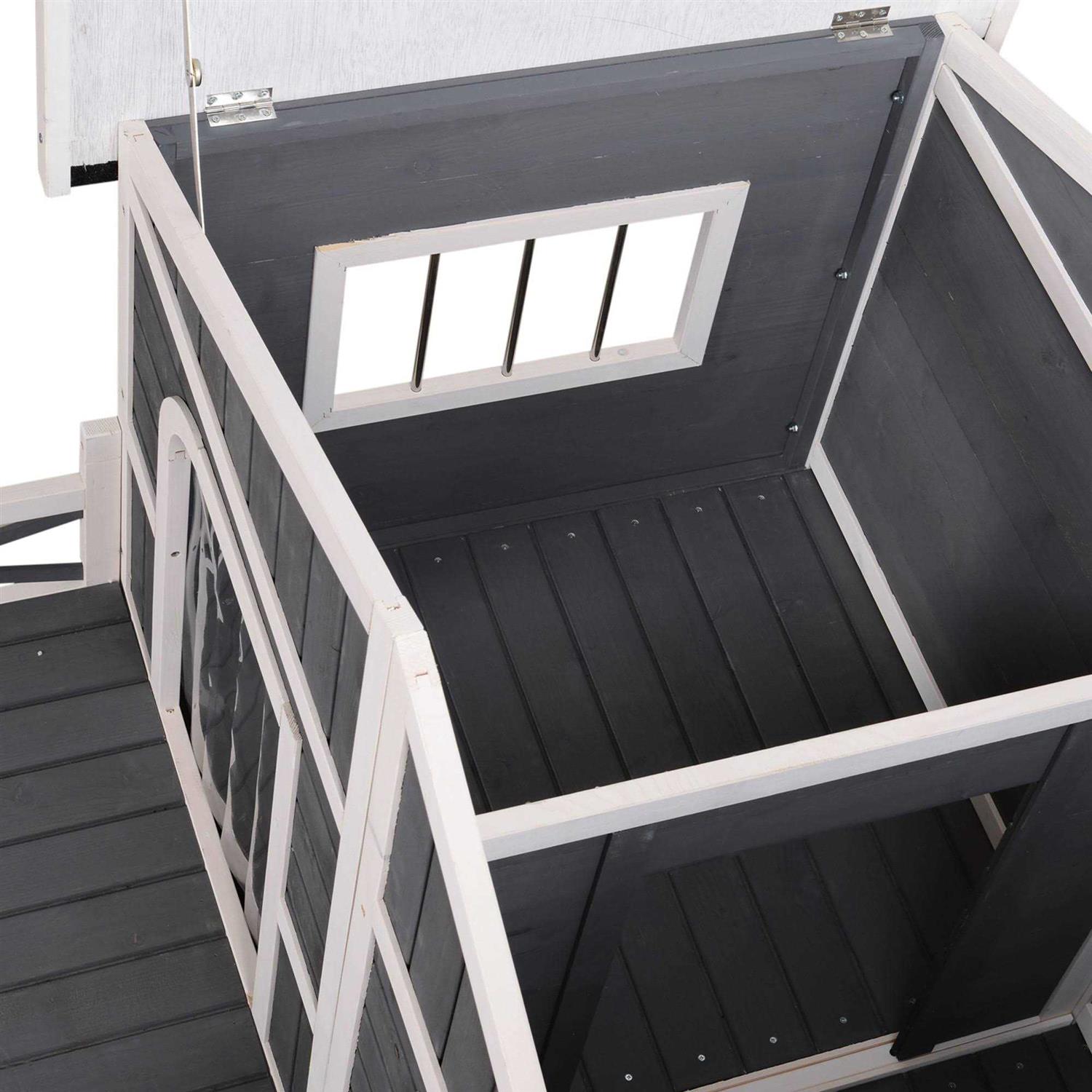Large Wood Dog House with Porch Deck I929