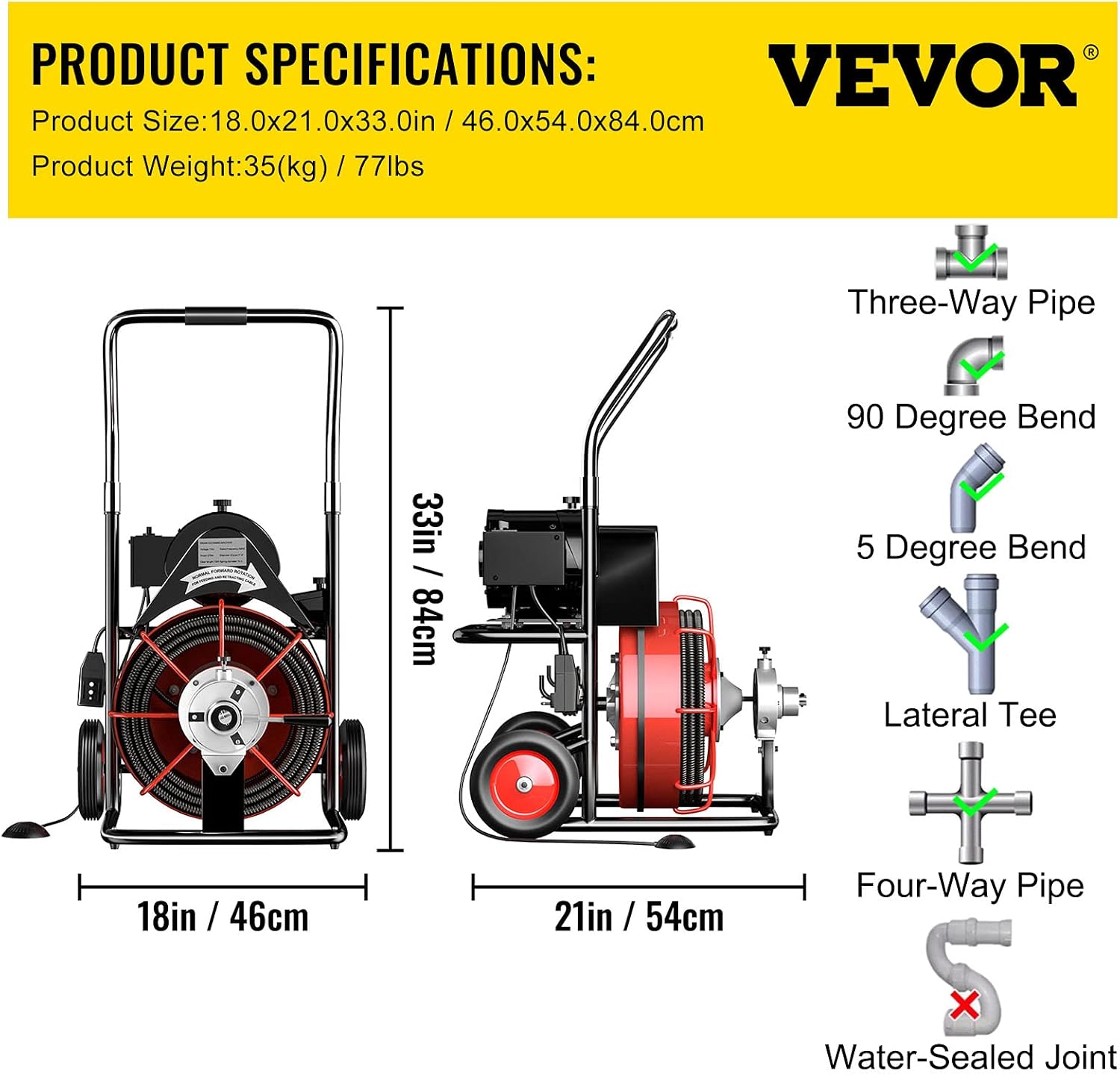 50 Ft x 1/2 Inch Portable Electric Drain Auger Cleaner S903834