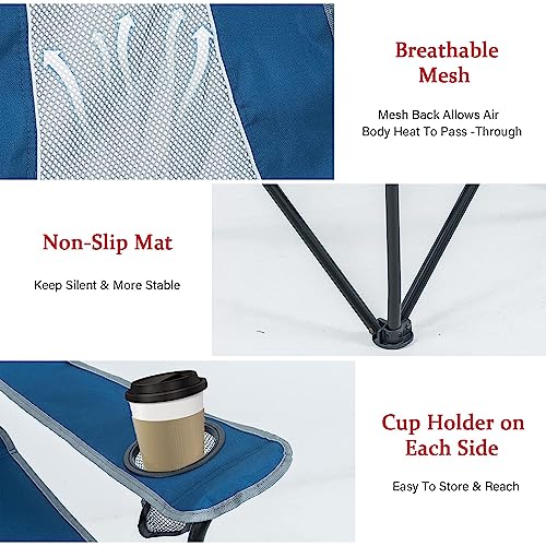 Oversized Mesh Back Folding Camping Chair with 2 Cup Holders V415