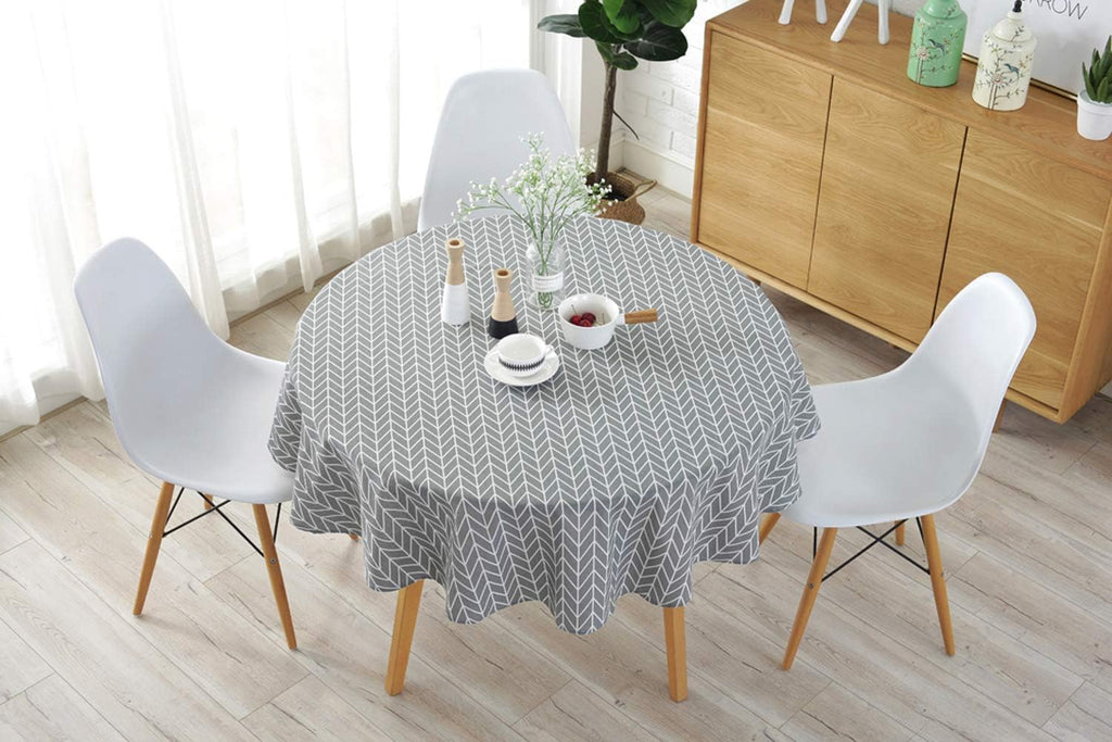 Round 60 Inch Cotton Linen Tablecloth F591