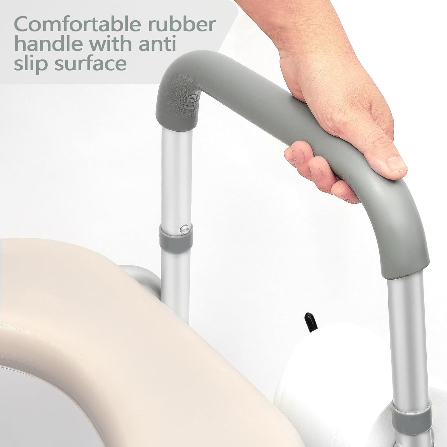 Raised Toilet Seat with Handles, Height Adjustable, Heavy Duty Padded Seat Riser, 350lbs Capacity E51650