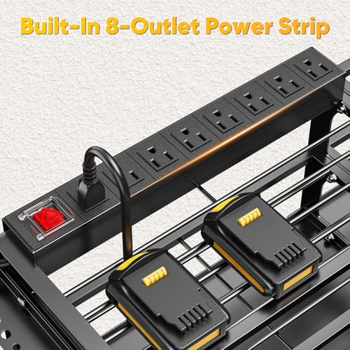 4-Tier Heavy Duty Power Tool Organizer Wall Mount with Charging Station B817