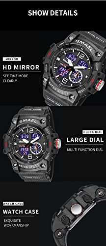 Men's Analog Sports Watch with LED Stopwatch and Dual Display R891