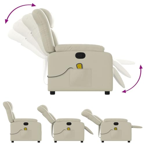 Cream Faux Leather Massage Recliner Chair R8631