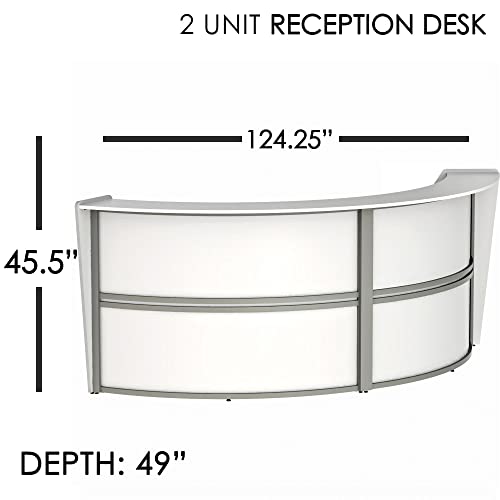 Curved Modern Office Desk, 124" x 49", Mocha N283855