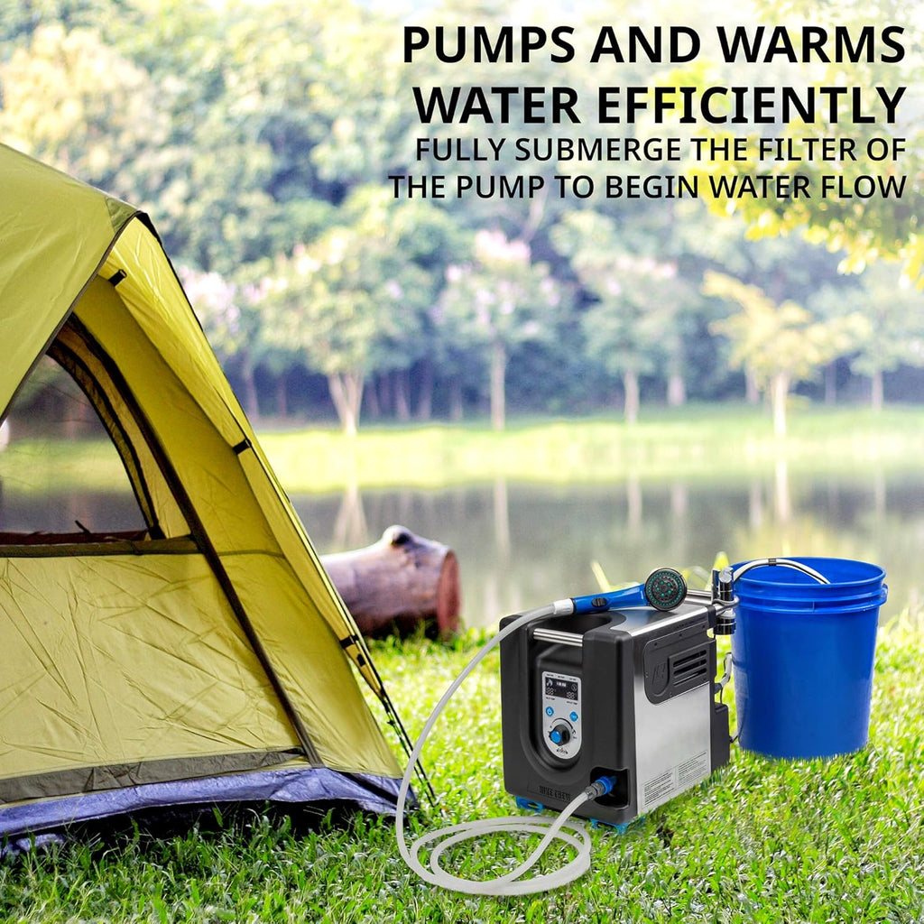 Portable Propane Water Heater & Shower Pump with Built-in Battery, Compact Outdoor System with Carry Case W970