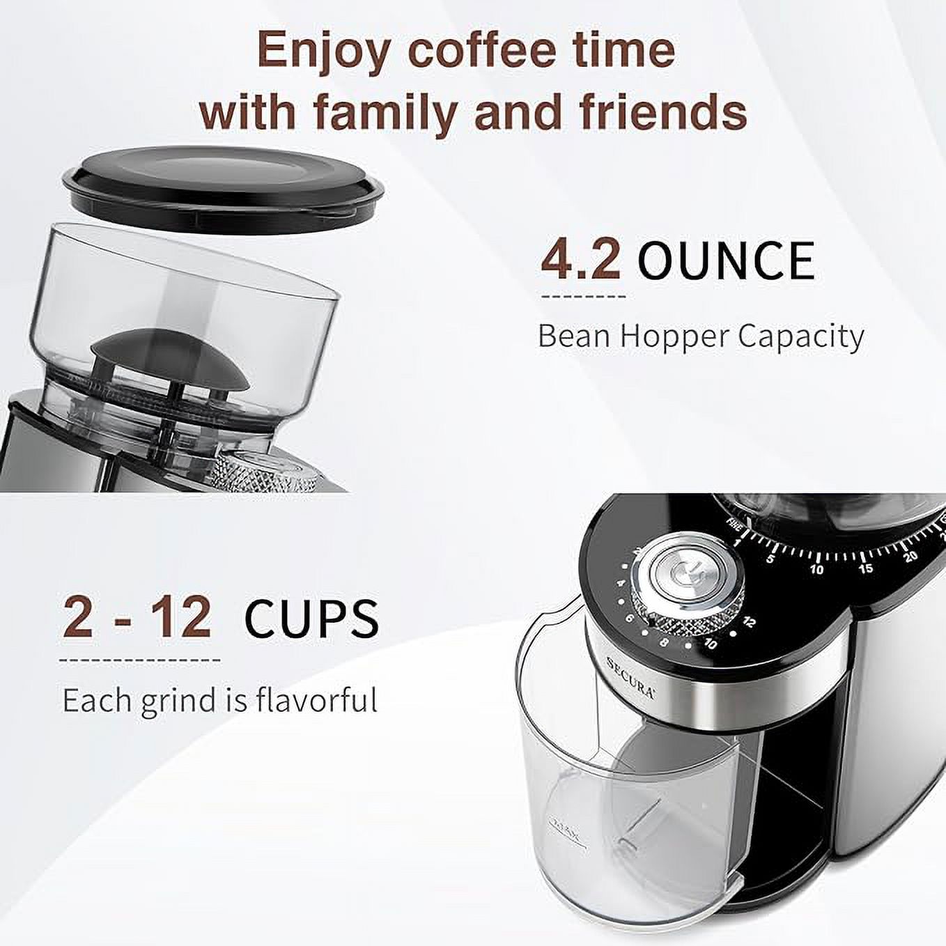 Stainless Steel Electric Conical Burr Coffee Grinder X672619