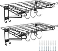 2-Pack Black Garage Wall Shelving with 6 Bike Hooks F53946