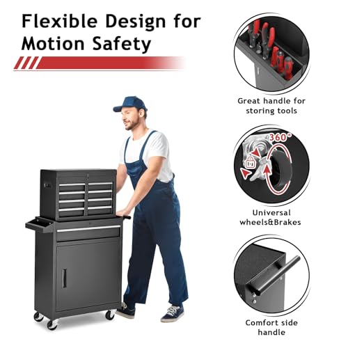 Black 5-Drawer Rolling Metal Tool Chest Q132