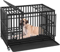 Black 48 Inches Dog Crate with Plastic Tray Double Doors K631092