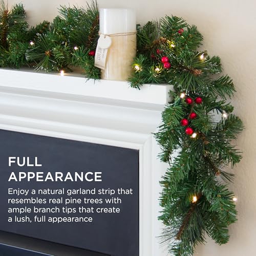 9ft Pre-Lit Pre-Decorated Christmas Garland with 50 Lights B91420