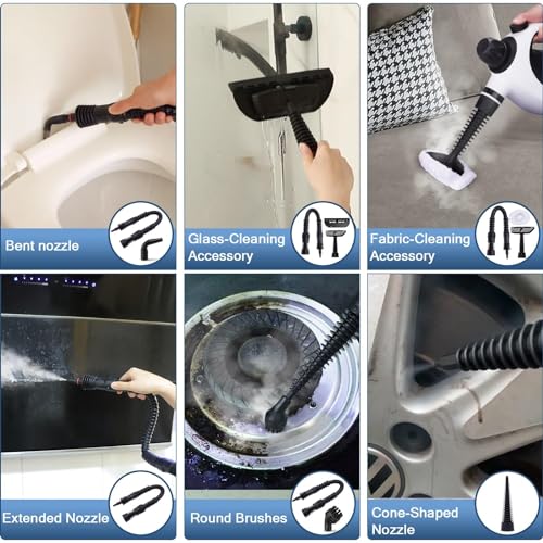 White Handheld Steam Cleaner with 10 Accessory Kit C207