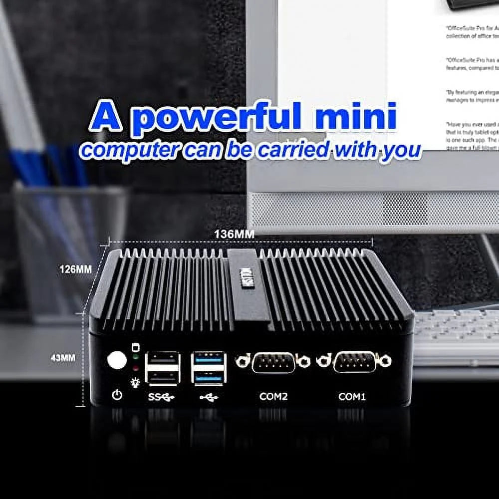 Industrial Mini PC, Celeron J4125, Windows 10 Pro, DDR4 8GB RAM 512GB SSD 1TB HDD, 2 RS232 COM, HDMI VGA Dual Display, Gigabit Ethernet, BT 4.0, 4K, WiFi A24605