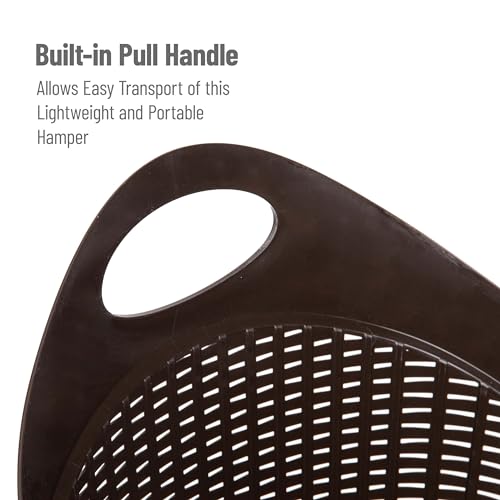 60L Rolling Laundry Hamper with Wheels, Plastic, Brown K3952