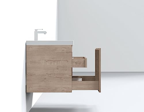 White Oak Bathroom Floating Vanity with Countertop and Sink (72" W) Q43593