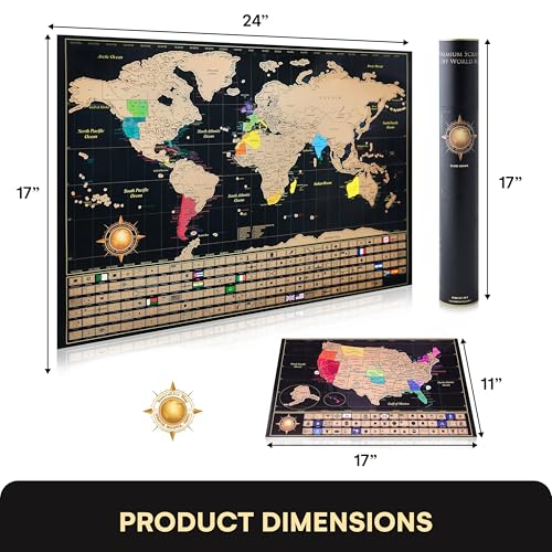 Scratch Off World Map Poster and United States Map with Accessories Set W6668