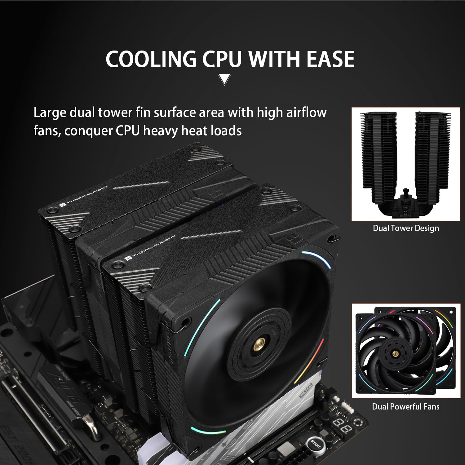 CPU Cooler with Dual PWM Fan and 7 Heat Pipes J221