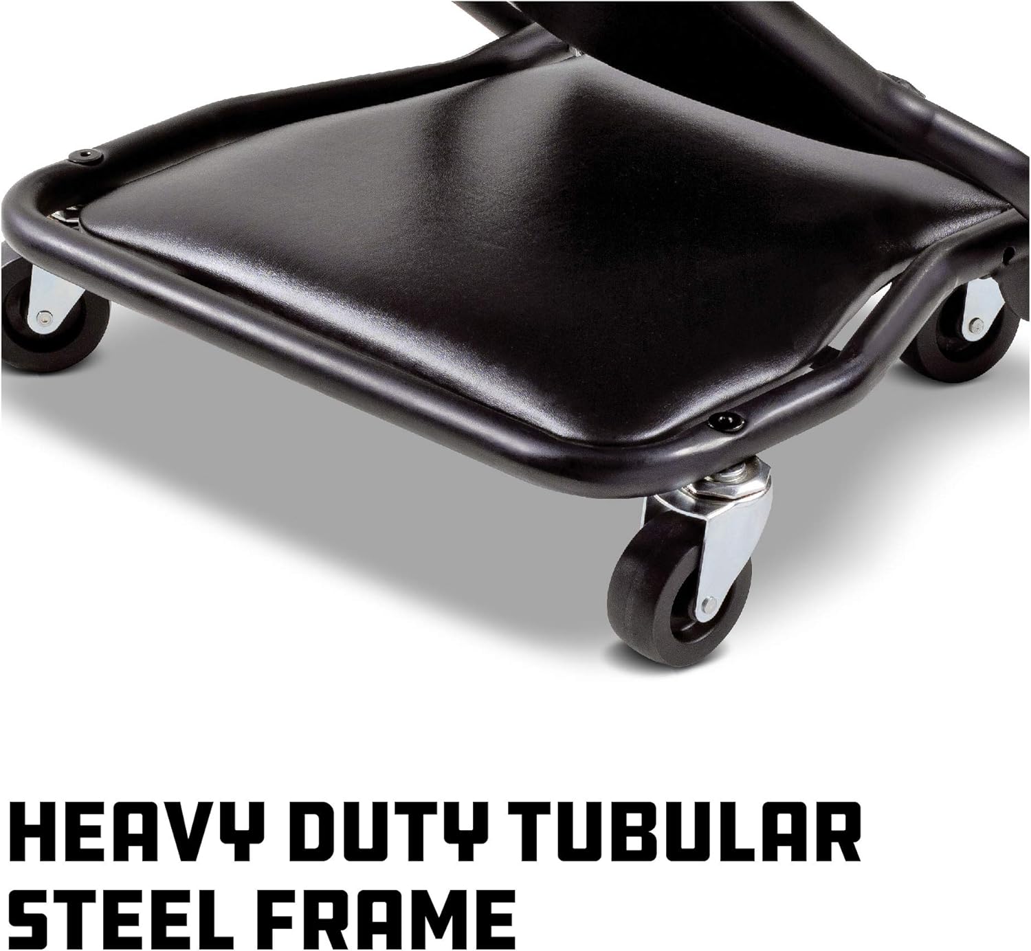42-Inch Triplex Folding Creeper Rolling Seat Brake Stool Adjustable Roller Garage Chair Black R48980