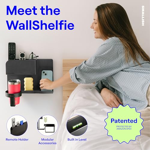Black Floating Bedside Wall Shelf Organizer Q1255