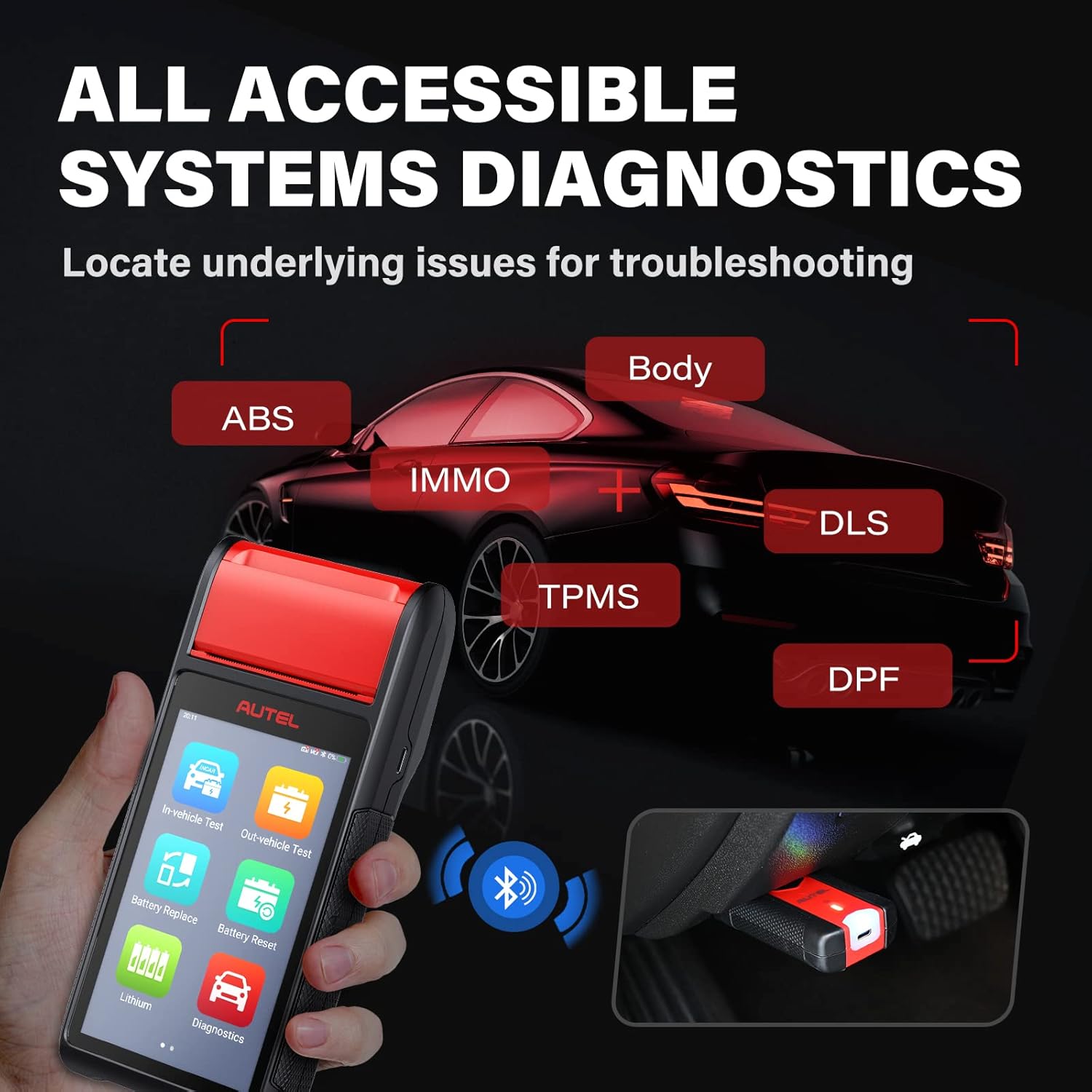 Battery Tester 6V &12V Battery Analysis Tool with Diagnostic Scan Tool OBD2 Scanner O595