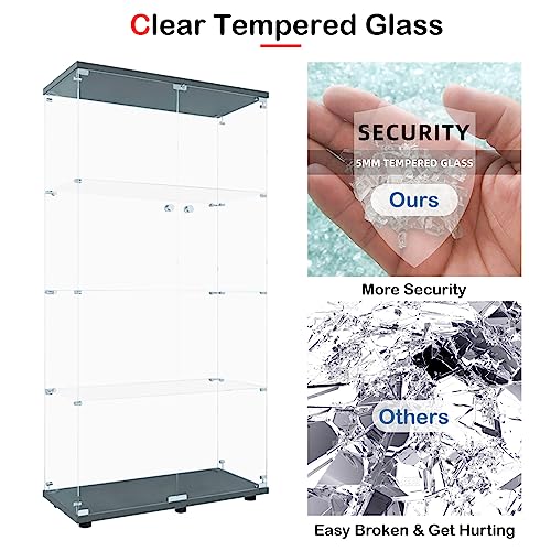 White Glass Display Cabinet with 4 Shelves and Lock, 16.7" W x 14.3" D x 64.7" H X5693