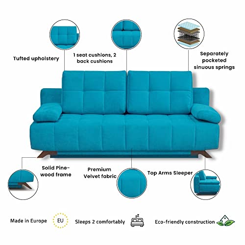 Queen Size Velvet Sleeper Sofa E90455