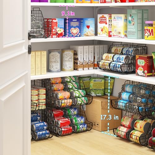 4-Tier Stackable Soda Can Organizer with 4 Adjustable Dividers O190637