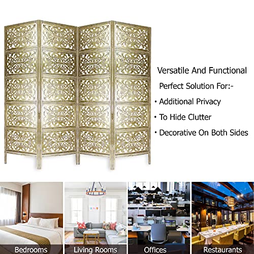 4 Panel Wooden Room Divider Screen U982033