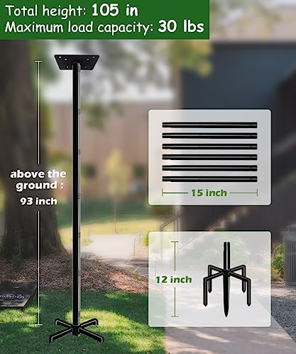 Black 105 Inch Bird Feeder Pole Mount Kit with 5-Prong Base G3875