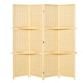 6 Ft Freestanding Bamboo Privacy Screen Panel with Storage Shelves R117