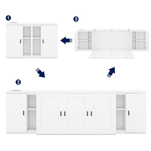Queen Size Solid Wood Murphy Wall Bed With Storage and Bookcase Headboard (White) F614