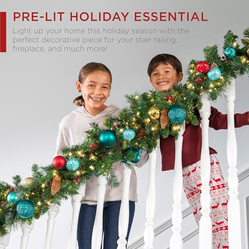 9ft Pre-Lit Pre-Decorated Christmas Garland with 50 Lights B91420