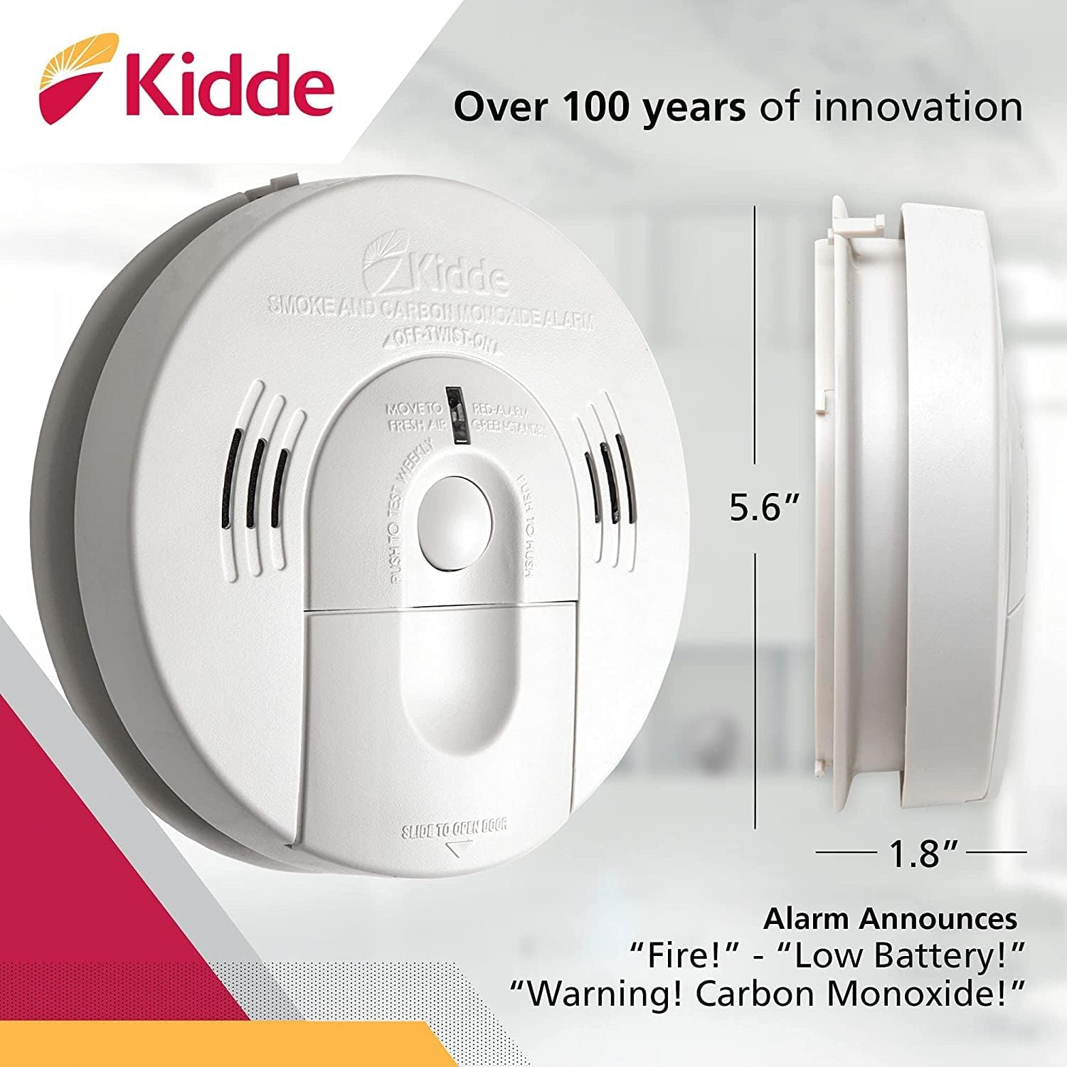 Battery Powered Smoke & Carbon Monoxide Detector, Voice Alert, Pack of 2 X86532