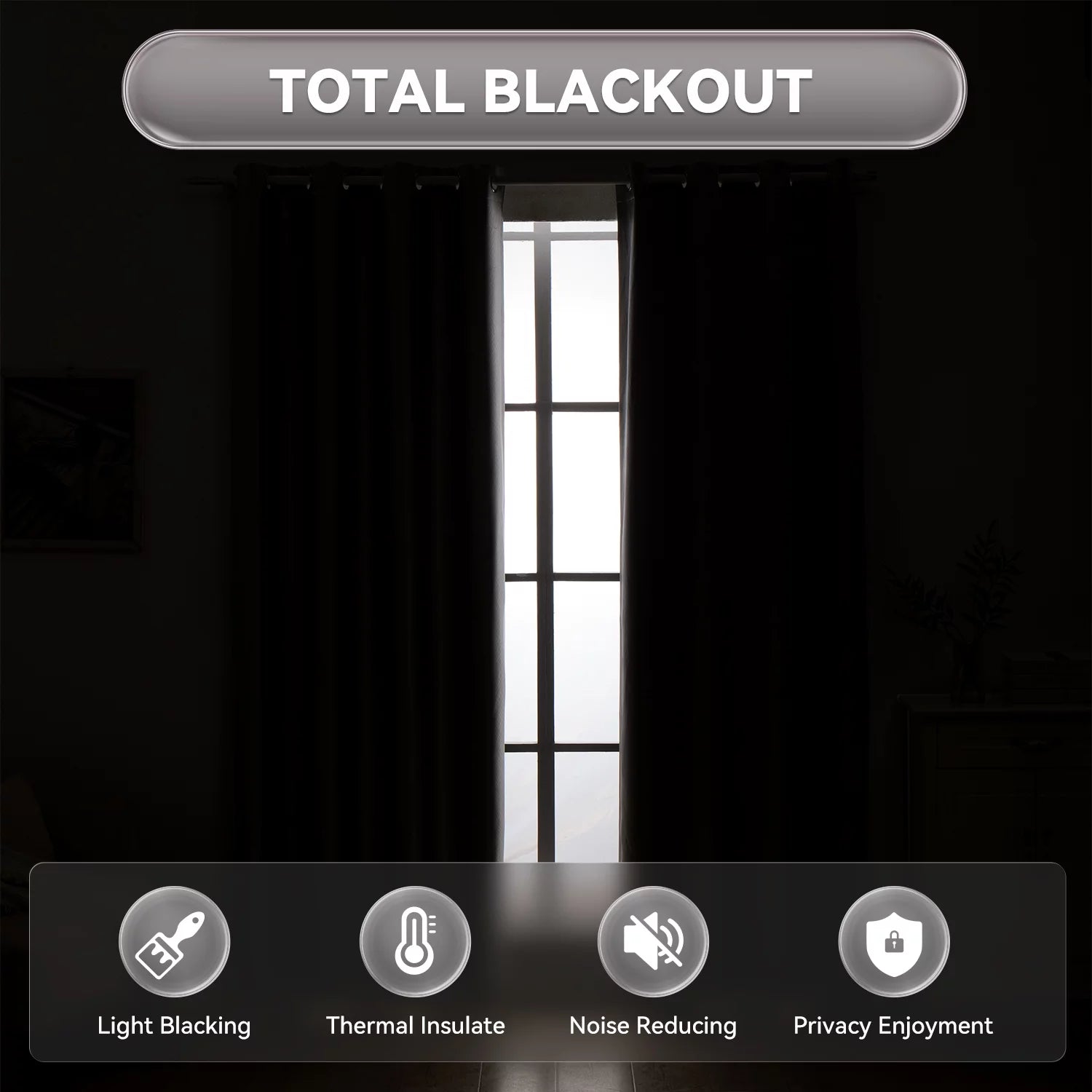 Gray 52x84 inch 100% Blackout Curtain Single Panel C6821
