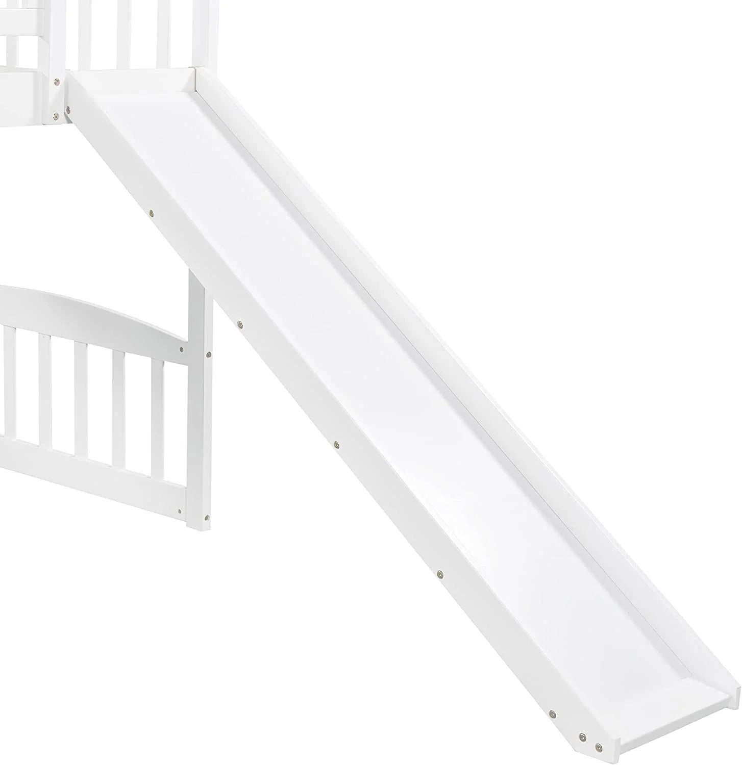 White Wooden Low Loft Bed Frame With Storage U242