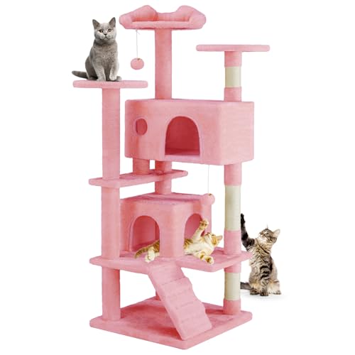 Dark Grey Multi-Level Cat Tree with 2 Condos and Scratching Posts F625885