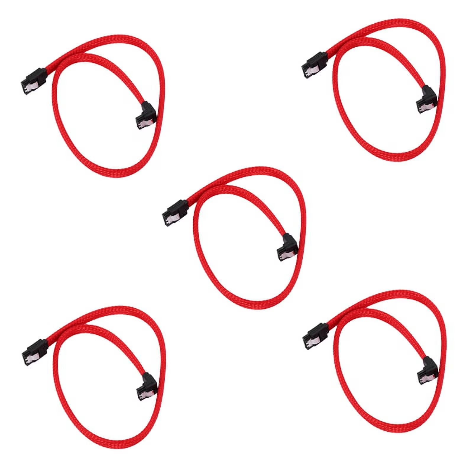 5x 3.0 SATA3 7Pin Data Cable Right Angle 6Gb/S SSD Cables with Nylon Sleeved 50CM H97918