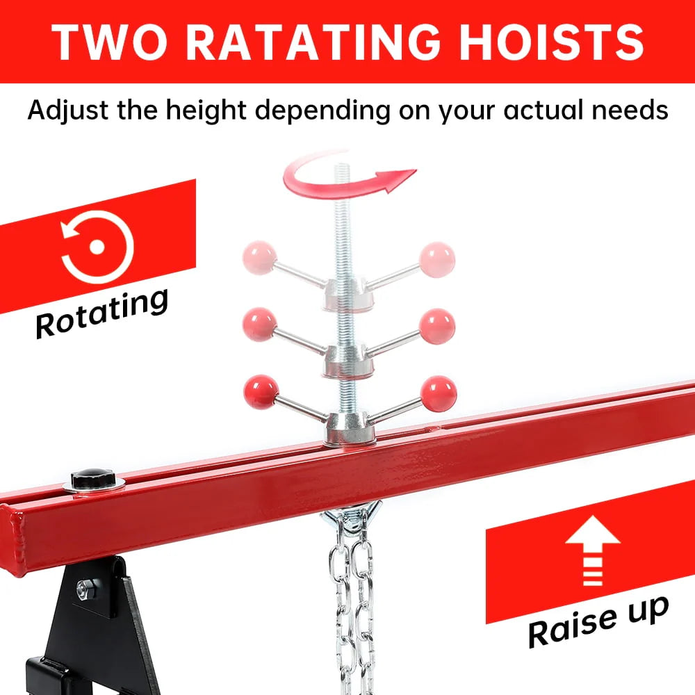 1100 Lbs Transverse Engine Support Bar with 2 Points Lift Holder and Dual Hooks Y945959