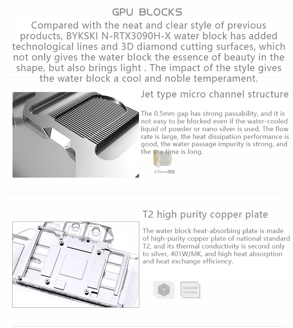 Copper Water Cooling GPU Water Block for RTX 3090 RTX 3080 T137113
