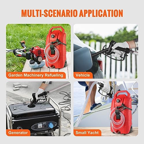 16 Gallon Portable Fuel Storage Tank with Nozzle Rubber Wheels T375