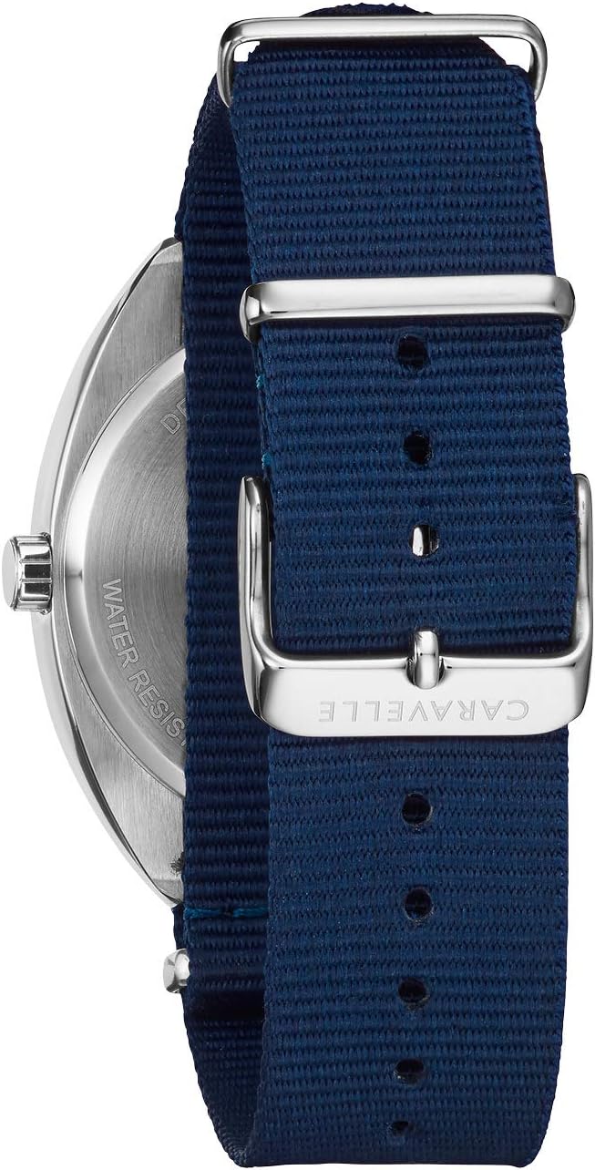 Retro Quartz Mens Watch, Stainless Steel with Blue Nylon Strap, Silver-Tone A896