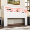 65"W Wooden Bookcase Headboard With Light T386