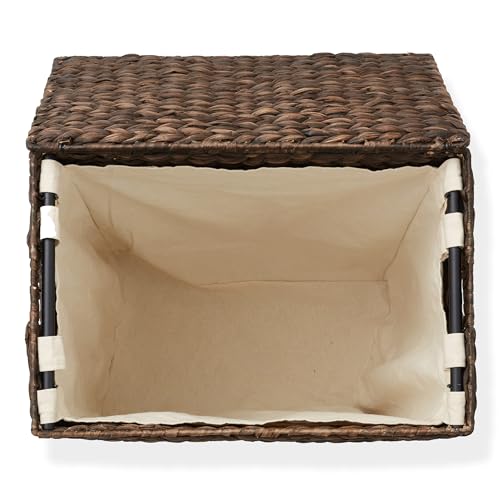 Natural Woven Water Hyacinth Laundry Hamper with Lid and Removable Liner Bag U466975