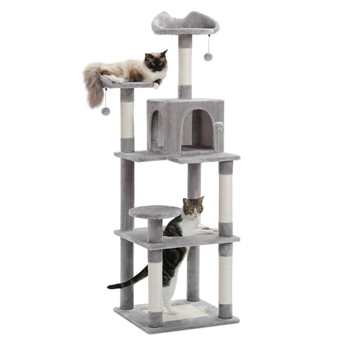 Grey Cat Tree Tower with Condo, Scratching Post X78222