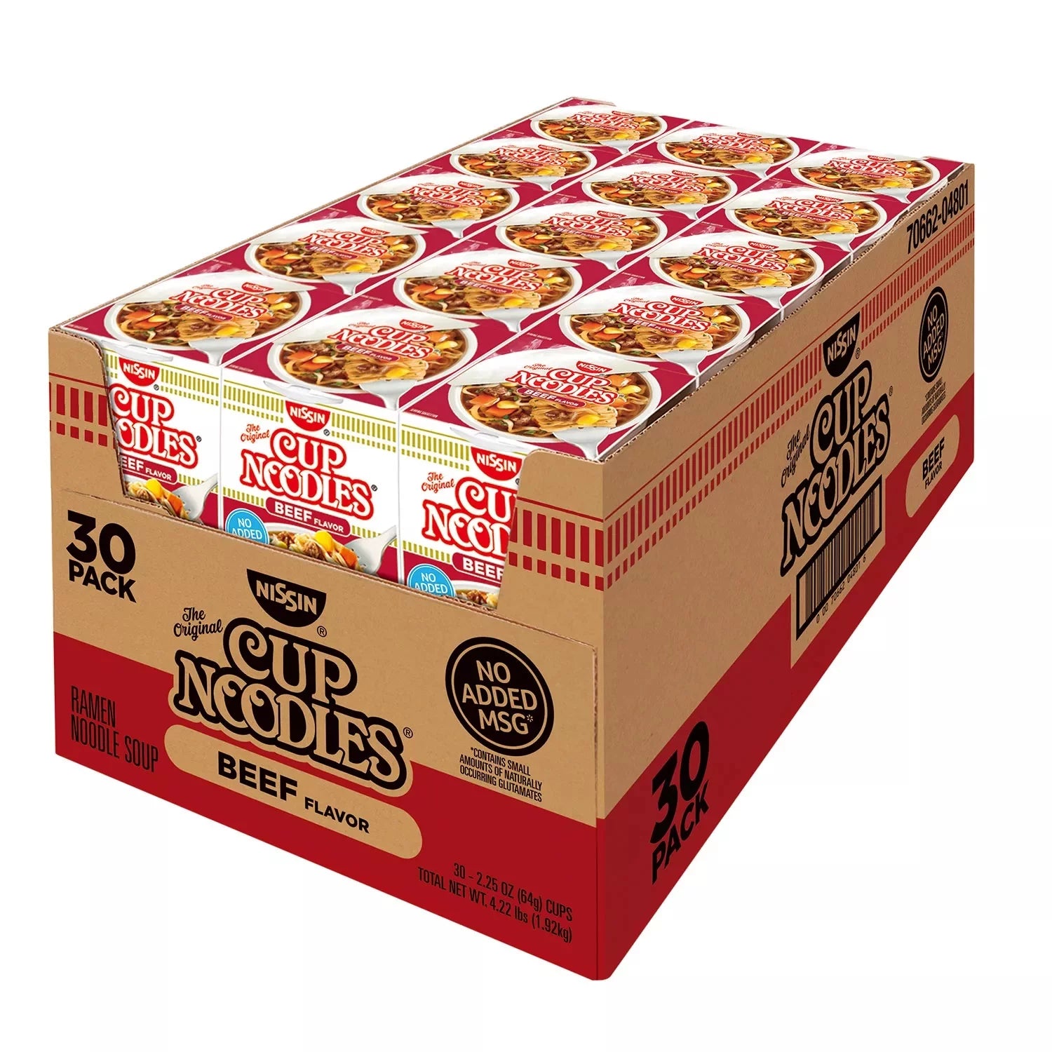 Beef Flavor Cup Noodles, 2.25 oz, 30 ct M73820